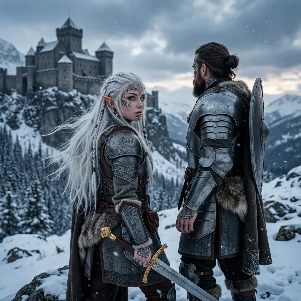 Hyperrealistic Tattooed Elf Couple reference