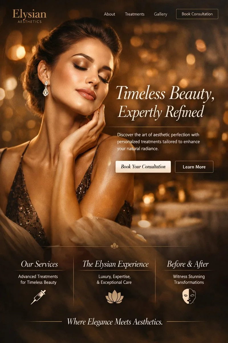 Luxury Aesthetics Website Mockup reference