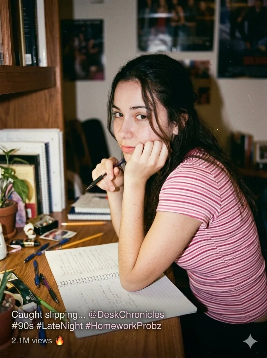 Candid Indoor Student Life Portrait - Nano Banana Pro AI Prompt for Social Media Post reference