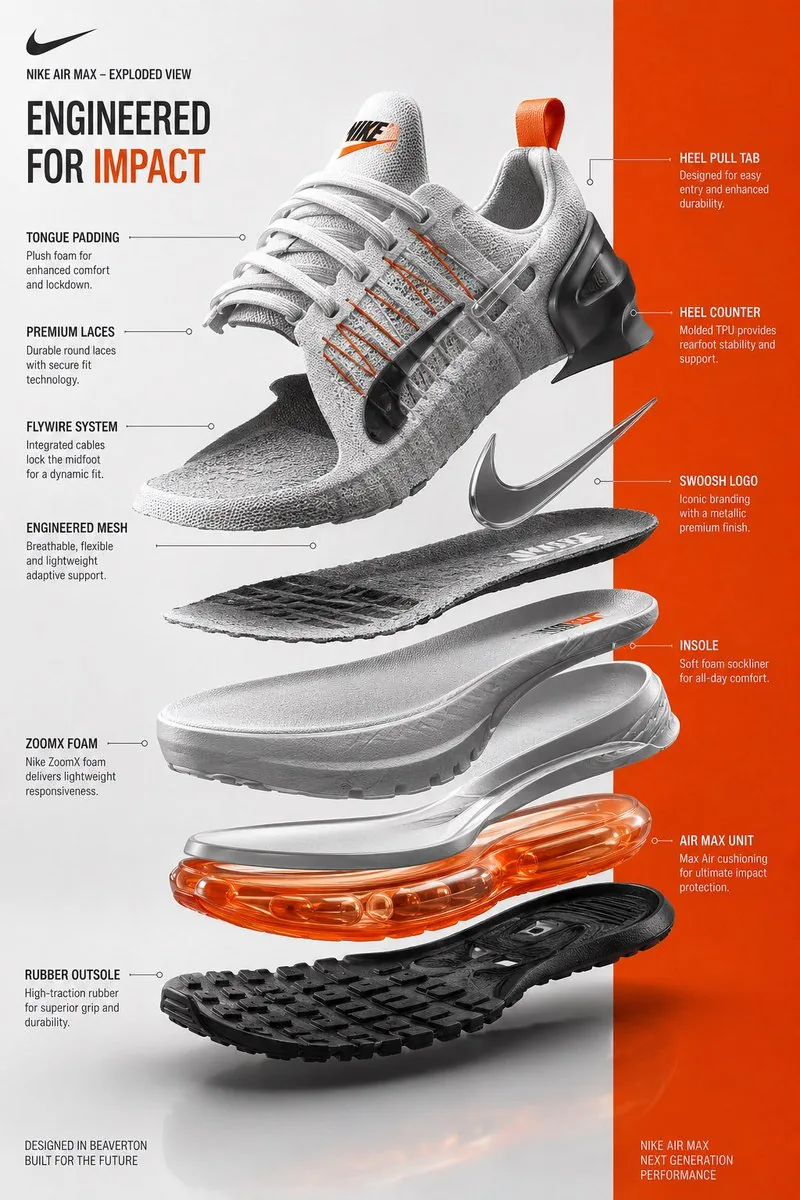 Exploded View Sneaker Infographic reference