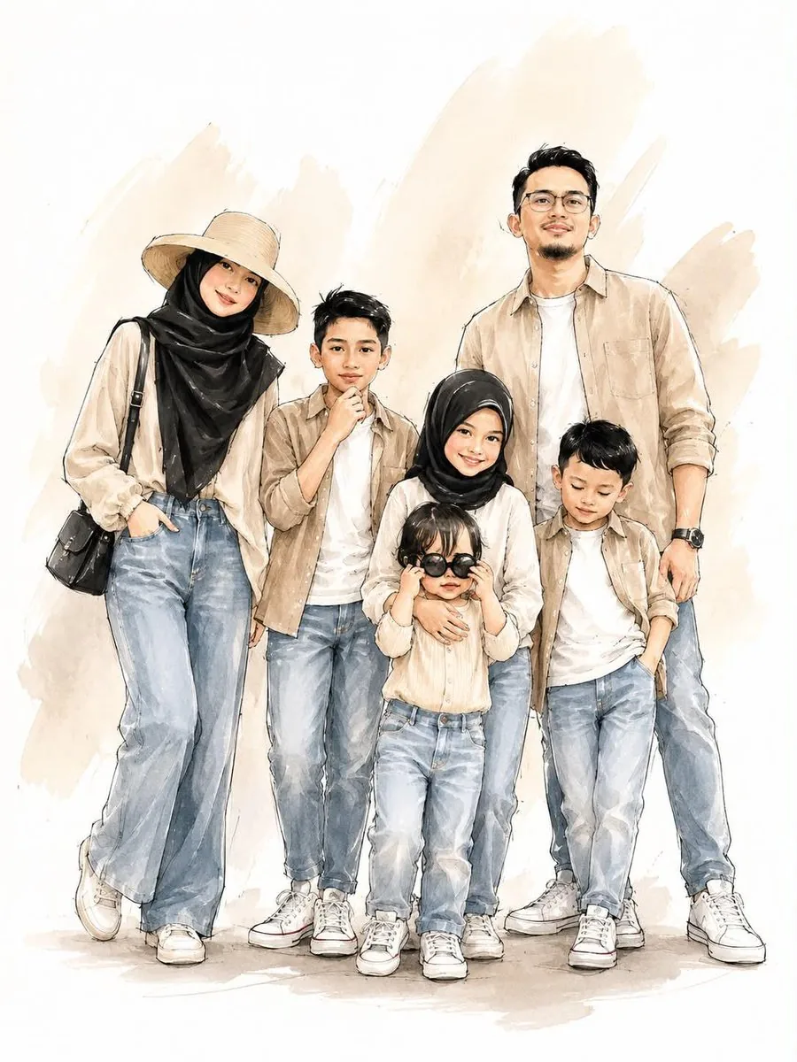 Digital Watercolor Family Portrait reference