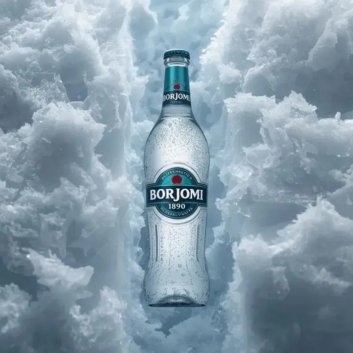 Hyperrealistic Product Photography Prompt (Borjomi Water) - Nano Banana Pro AI Prompt for Product Marketing reference