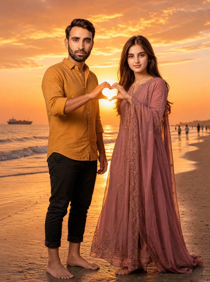 Romantic Beach Sunset Couple reference