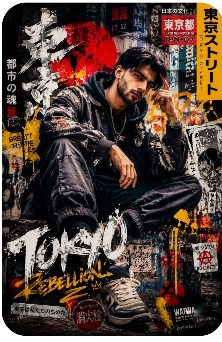 Japanese Graffiti Portrait Poster reference