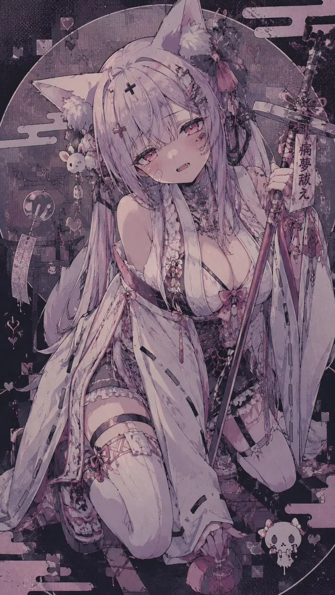 Gothic Kitsune Shrine Maiden reference