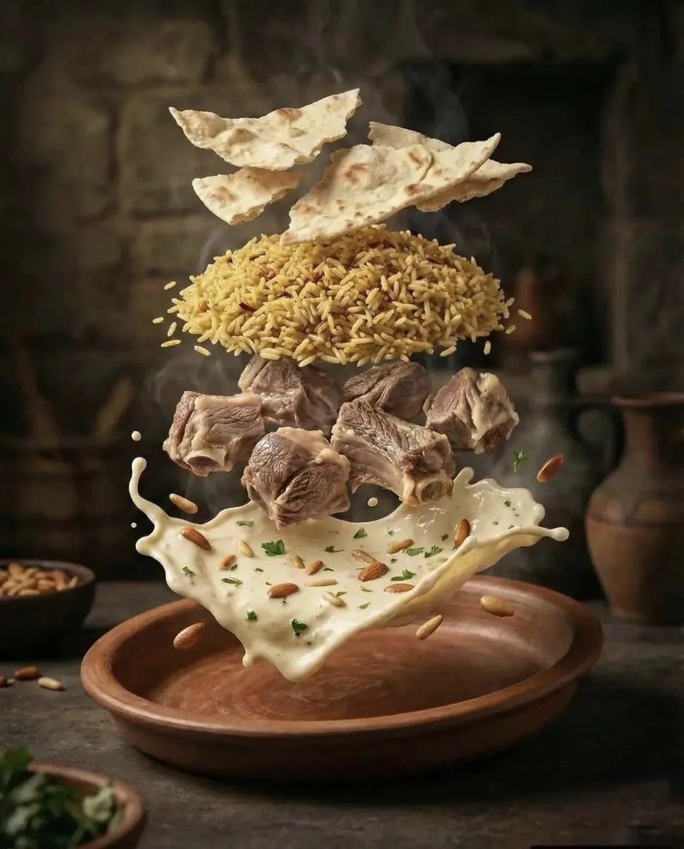 Hyper-realistic Deconstructed Middle Eastern Cuisine Prompt - Nano Banana Pro AI Prompt for Product Marketing reference