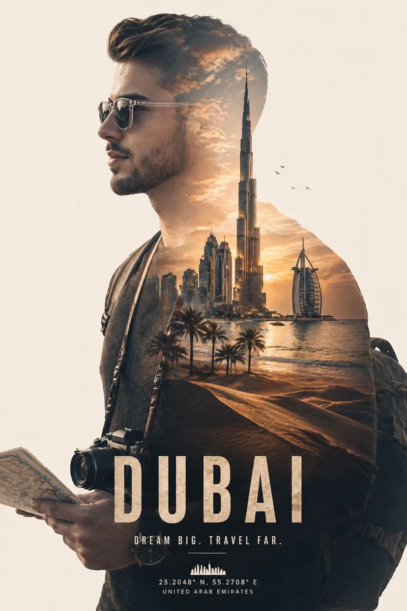 Cinematic Double Exposure Traveler reference