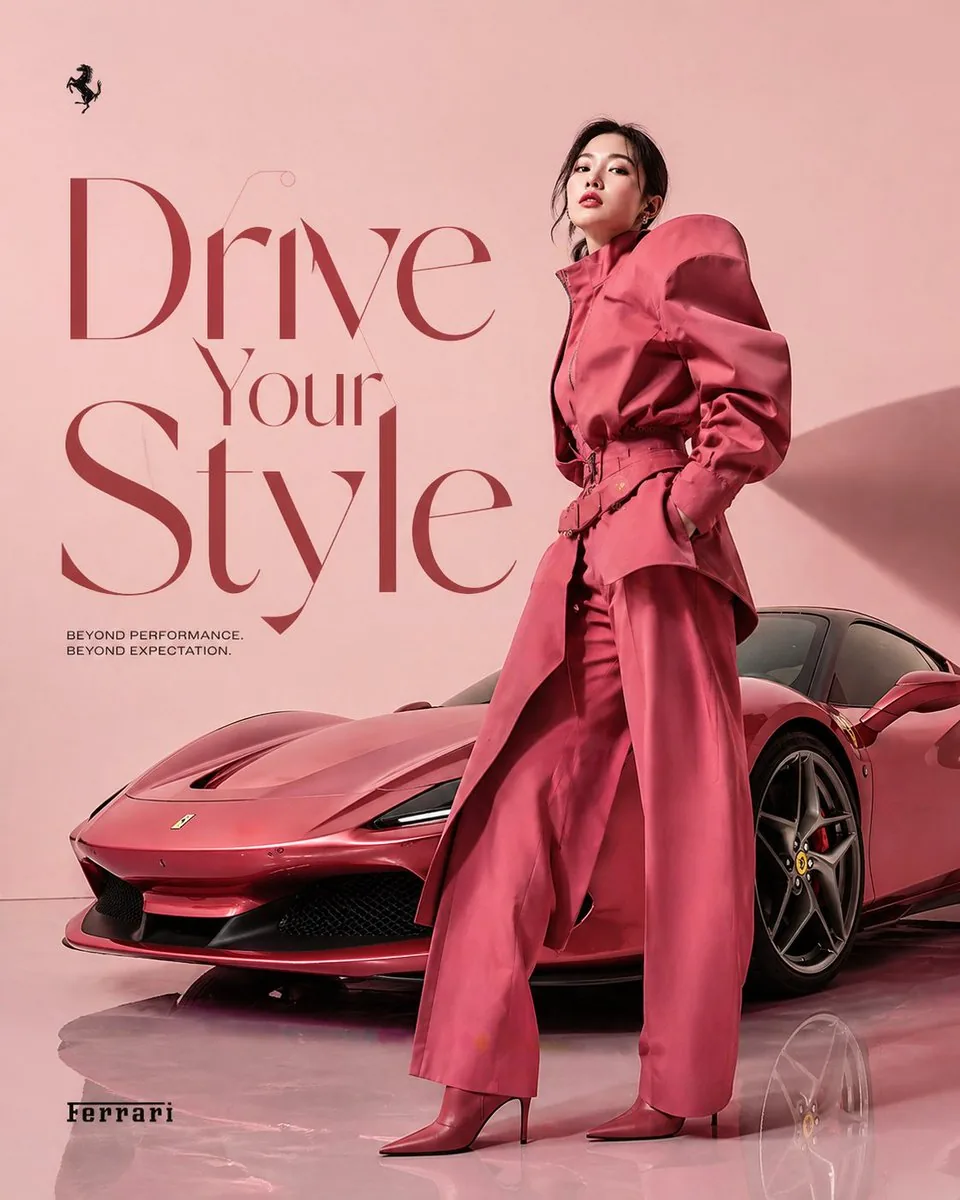 Korean Model and Luxury Car Advertisement reference