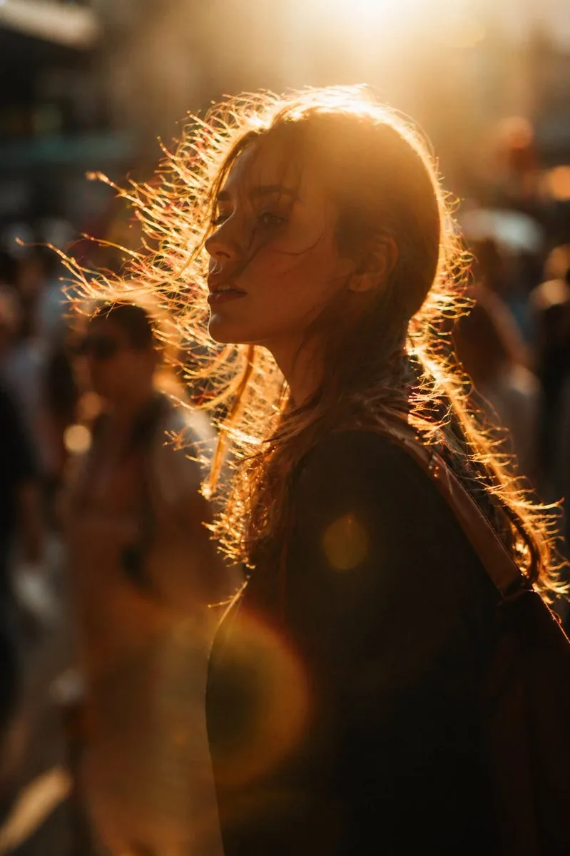 Golden hour editorial street portrait reference