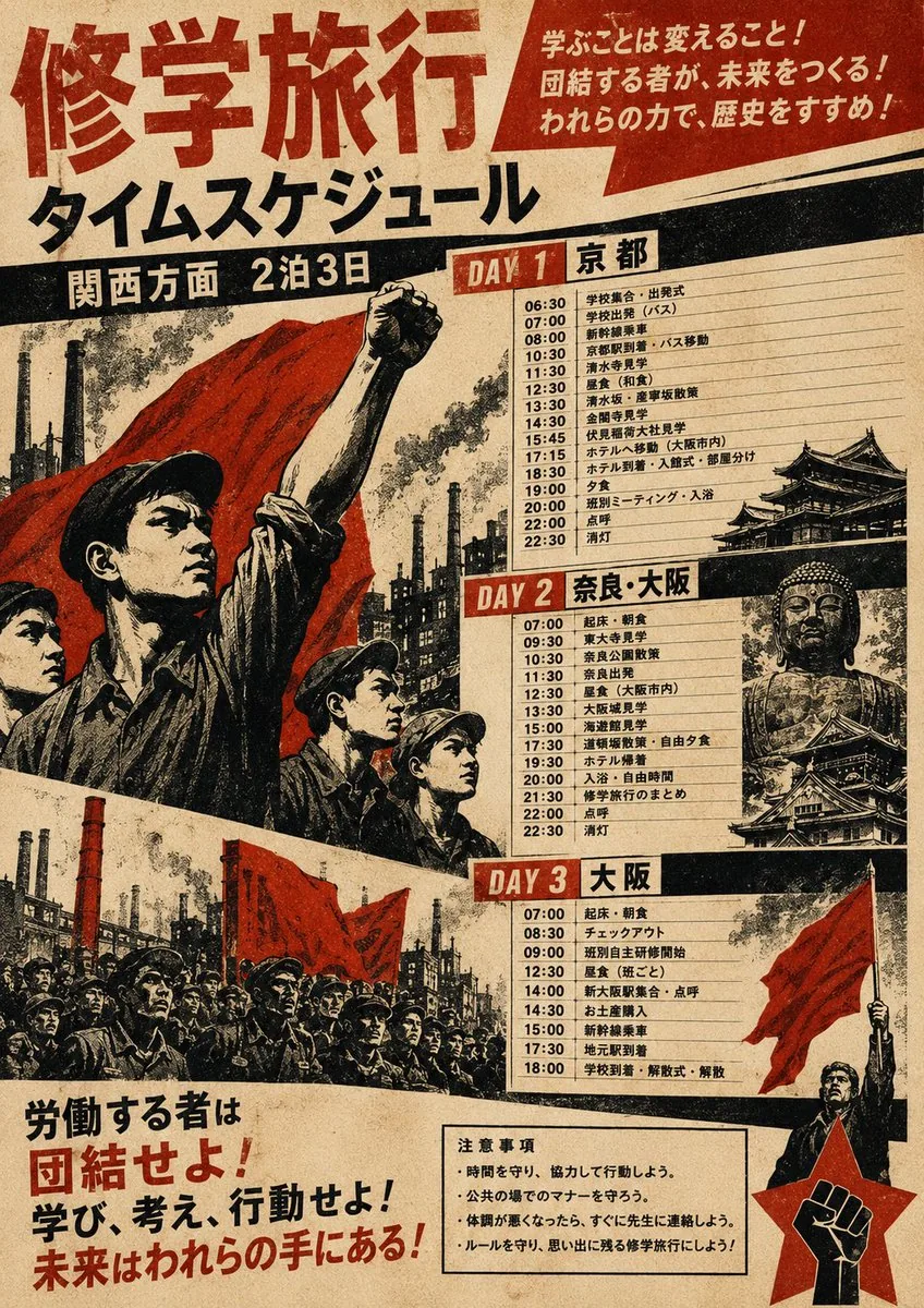 Propaganda School Trip Schedule Poster reference