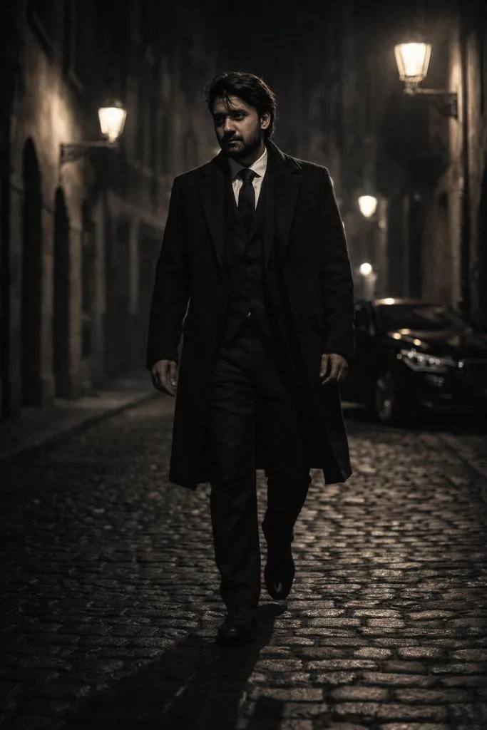 Cinematic Noir Night Street Walk reference
