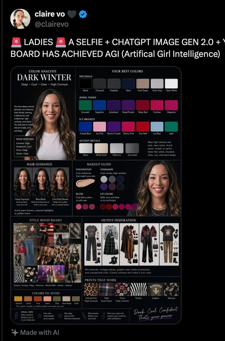 Dark Winter Color Analysis Tweet reference