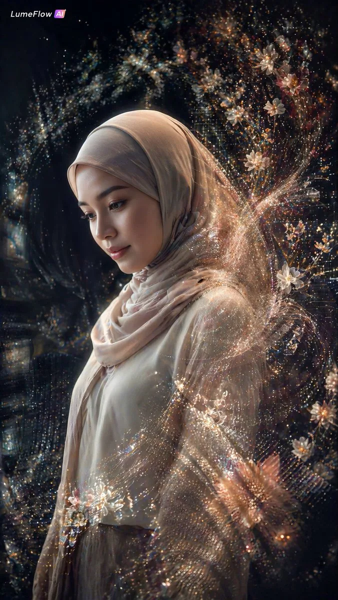 Ethereal Hijab Portrait in Golden Light reference
