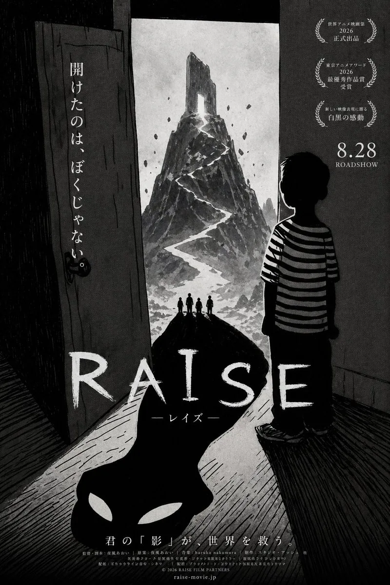 Monochrome Anime Horror Film Poster reference