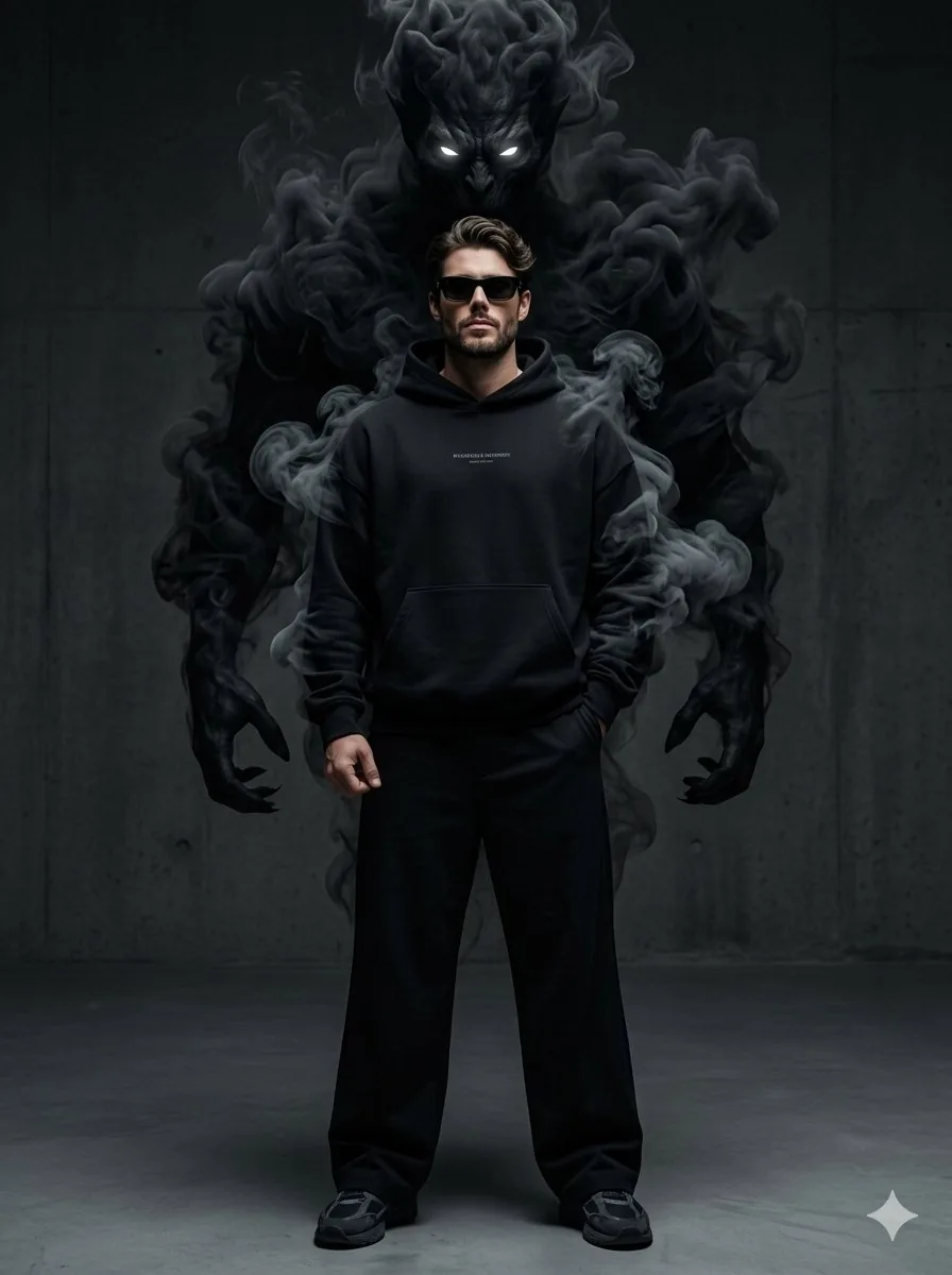 Supernatural Streetwear Portrait with Smoke Demon - Nano Banana Pro AI Prompt for Game Asset reference