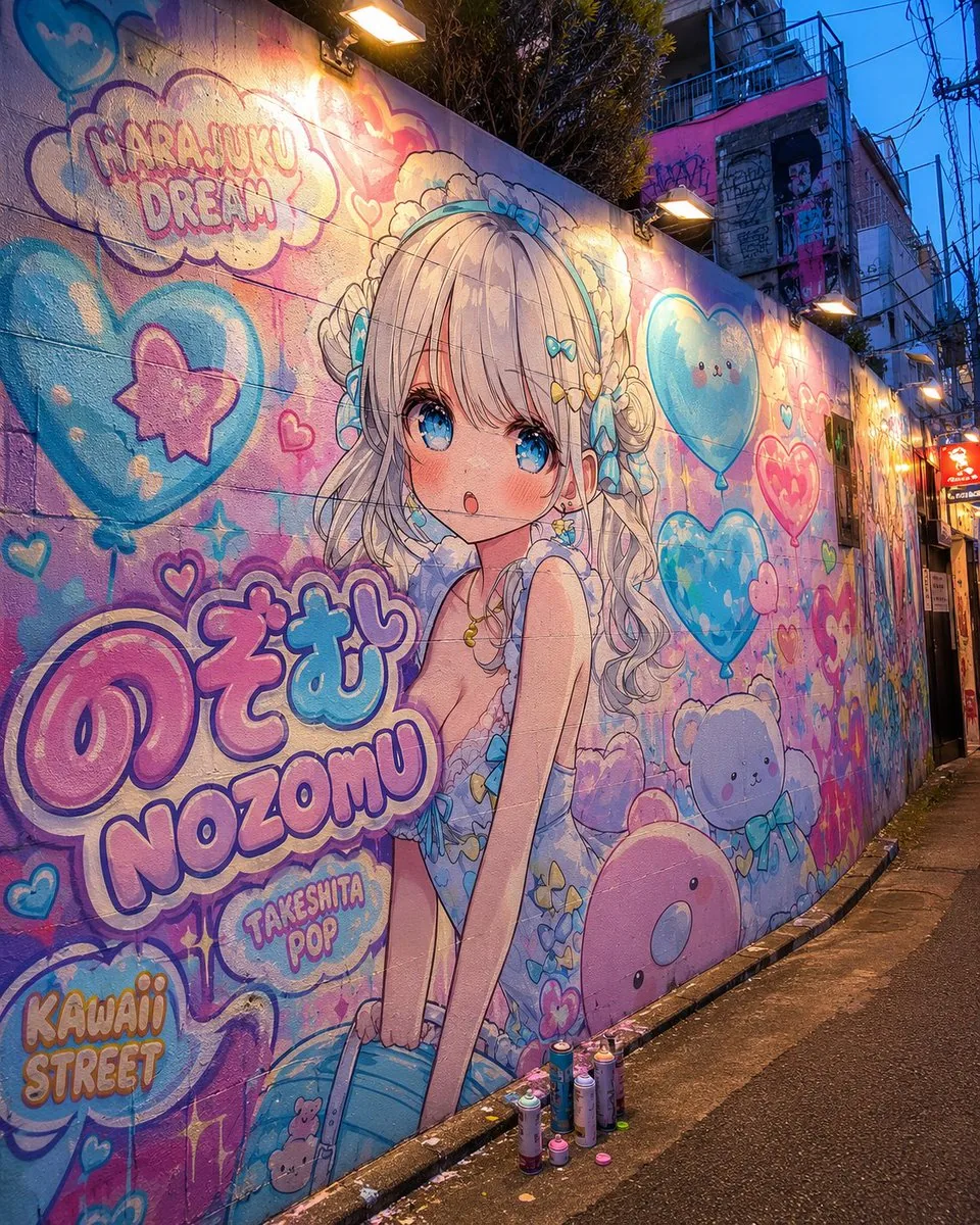 Harajuku Kawaii Graffiti Mural reference