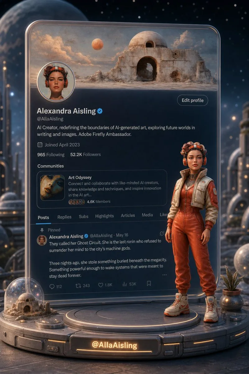 Tiny 3D Avatar in Front of X Profile reference