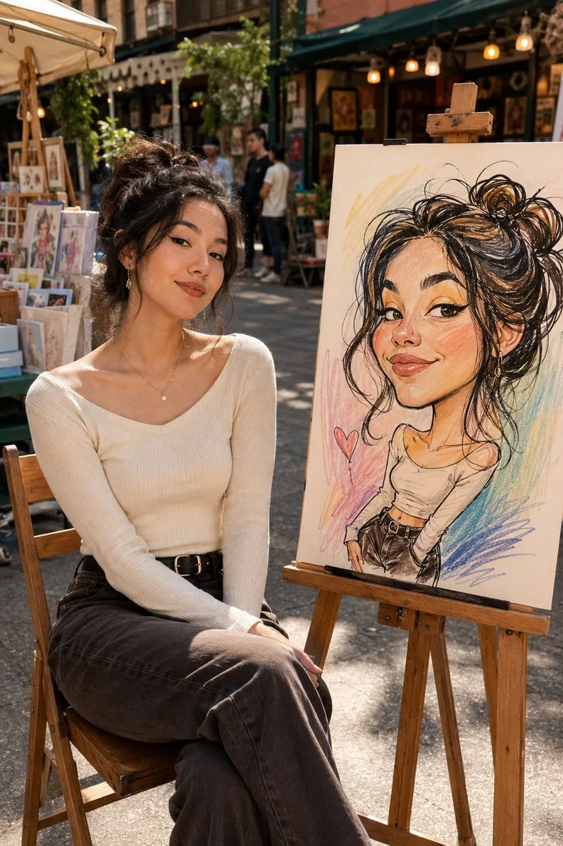 Urban Street Market Caricature Portrait reference