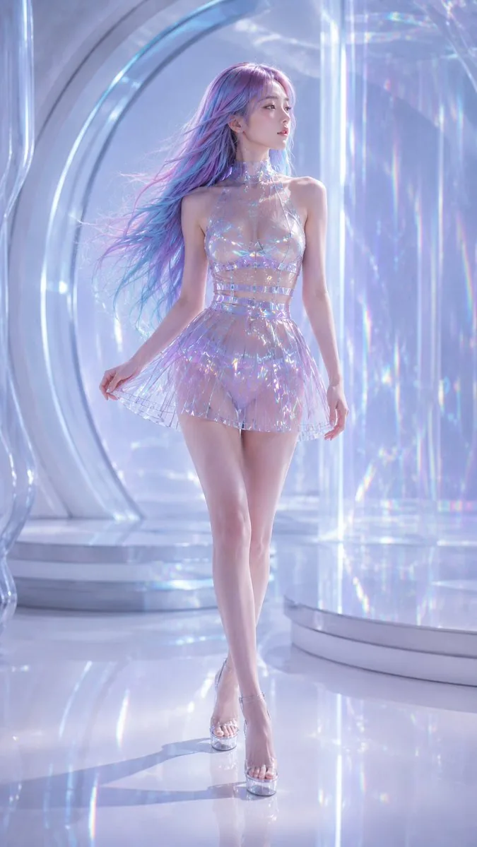 Futuristic Holographic Fashion Portrait reference