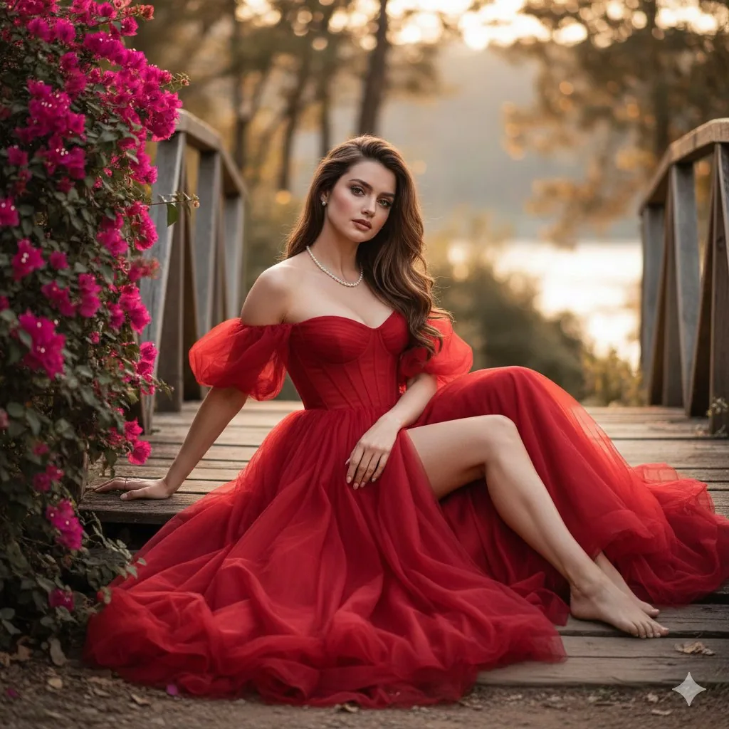 Ana de Armas in Red Gala Dress Fine-Art Photography - Nano Banana Pro AI Prompt for Social Media Post reference