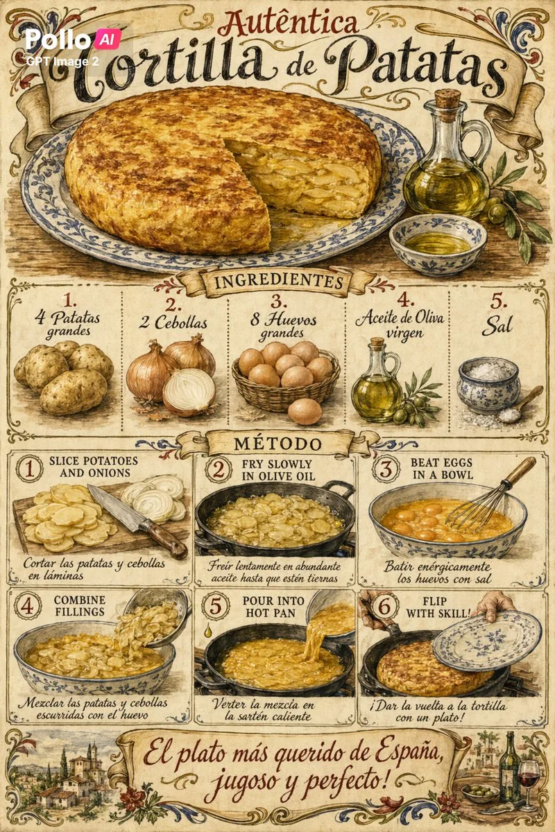 Vintage Spanish Tortilla Recipe Poster reference