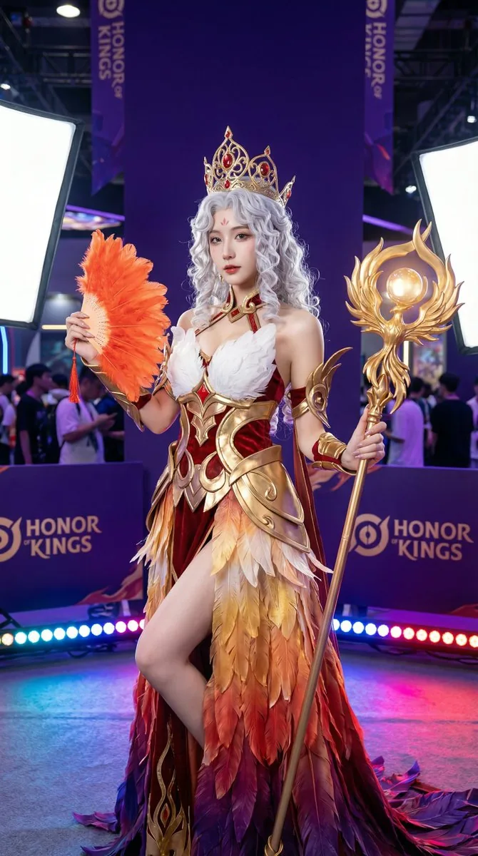Detailed Photorealistic Cosplay Portrait Prompt: Phoenix Theme reference