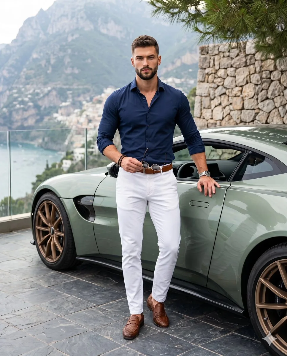 Luxury Automotive Lifestyle Male Portrait - Nano Banana Pro AI Prompt for Product Marketing reference