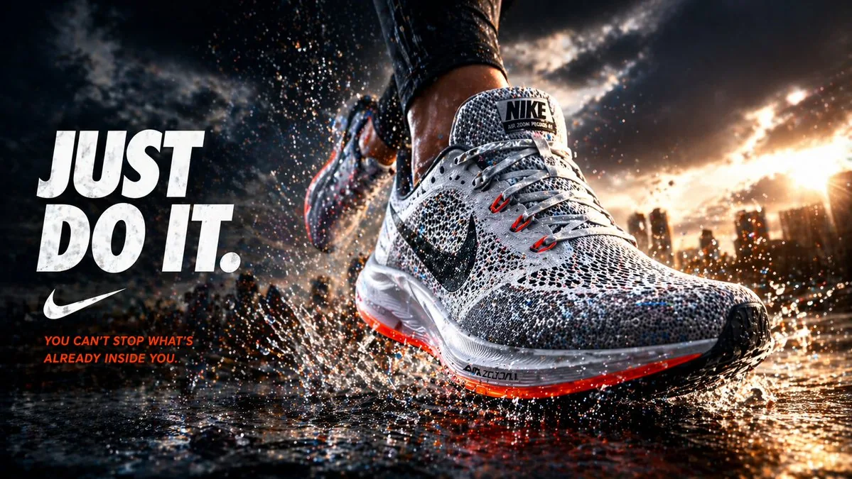 Cinematic Running Shoe Ad Poster reference