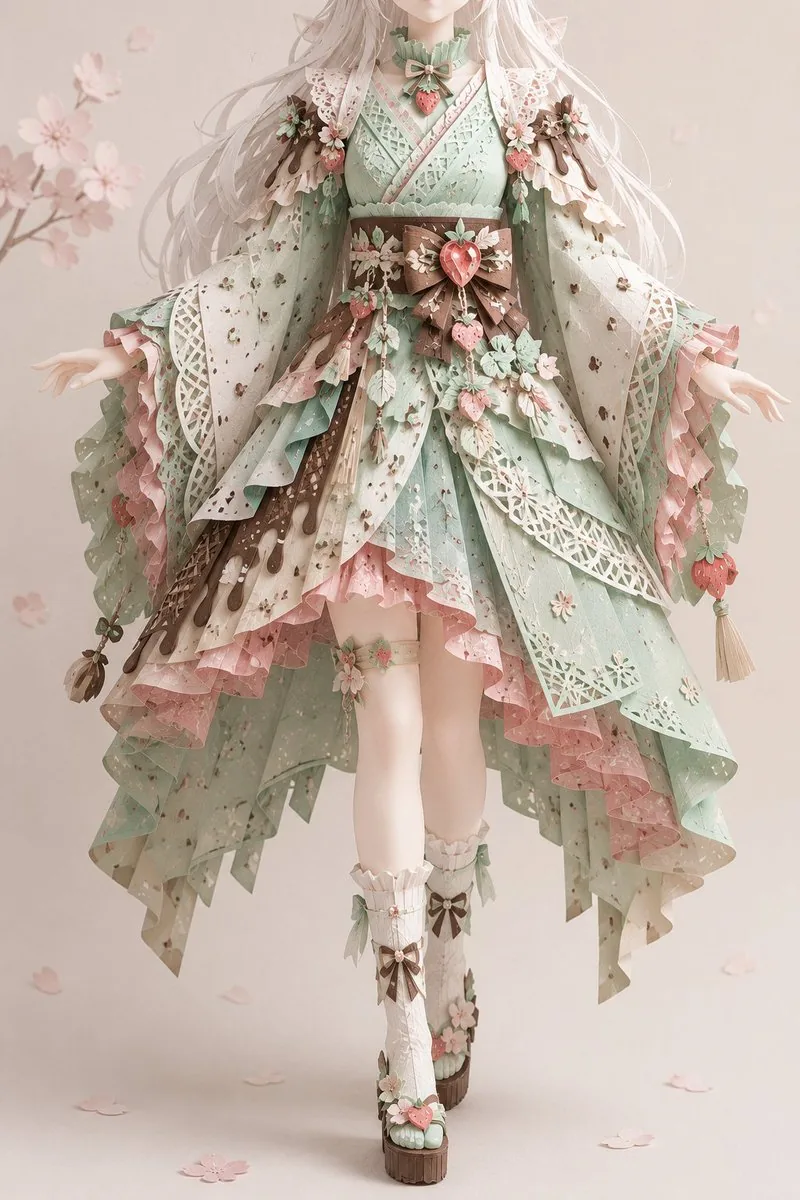 Intricate Kirie Paper-Cut Outfit reference