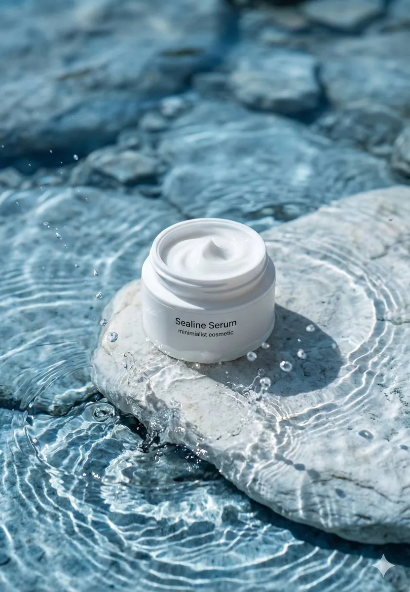 Luxury Skincare Product Macro Shot in Water - Nano Banana Pro AI Prompt for Product Marketing reference