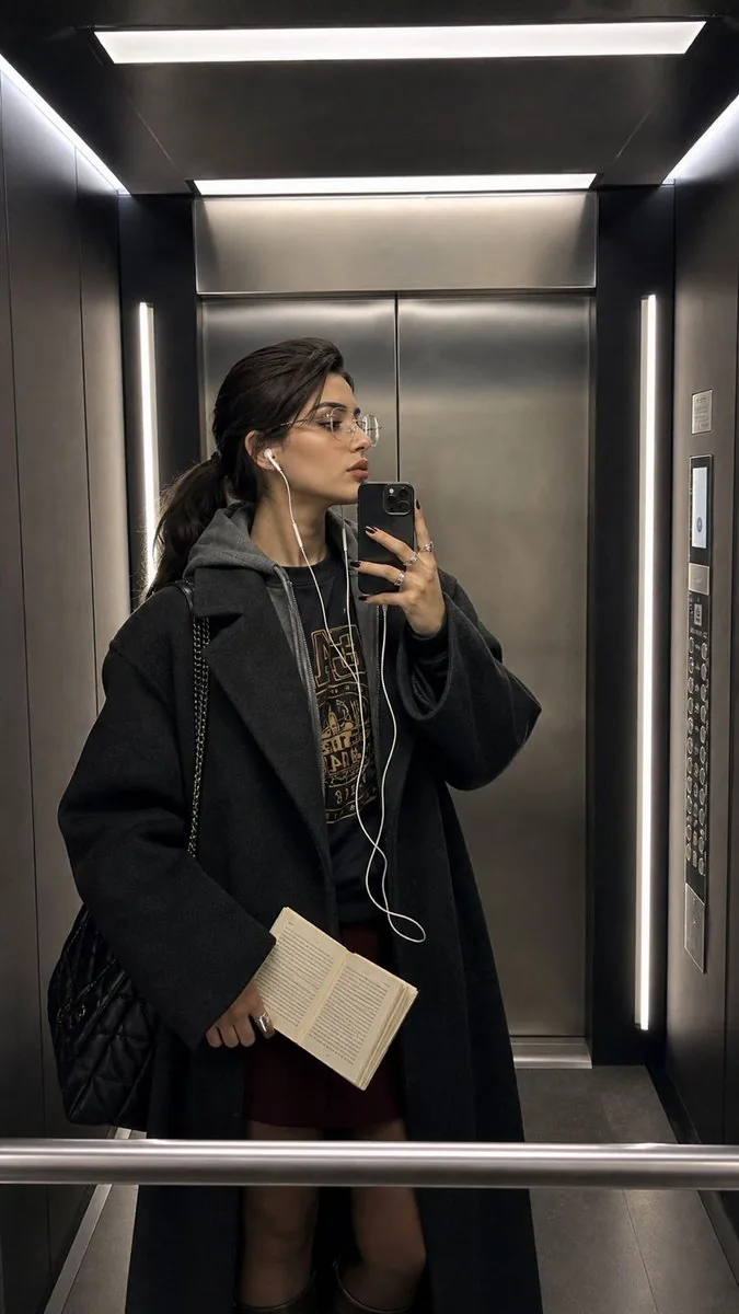 Modern Elevator Mirror Selfie reference