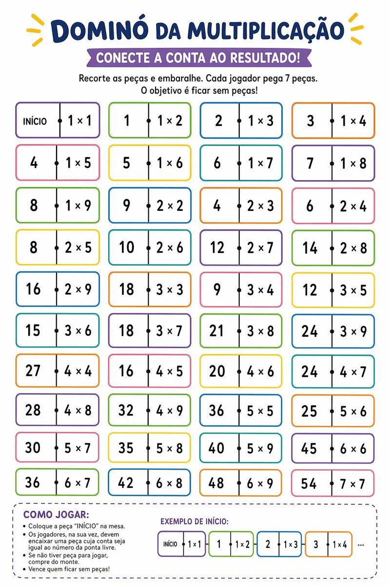 Printable Multiplication Domino Worksheet reference