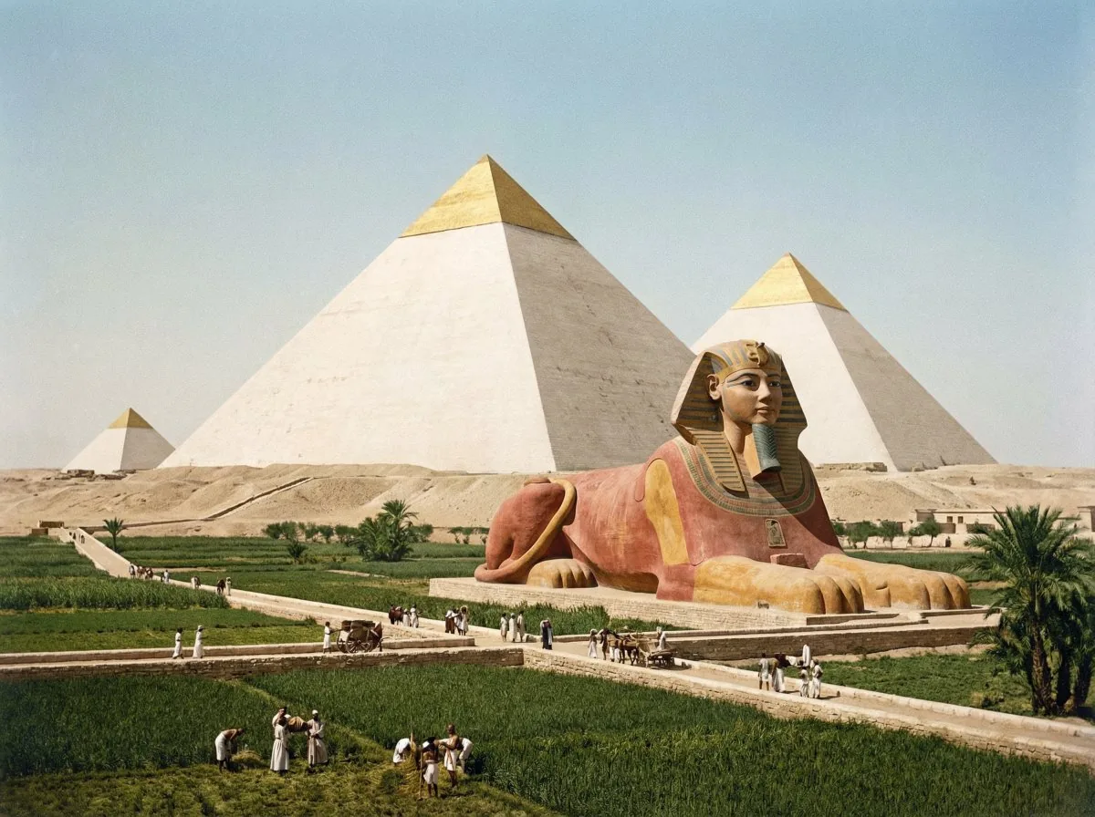 Restored pyramids and Sphinx reference
