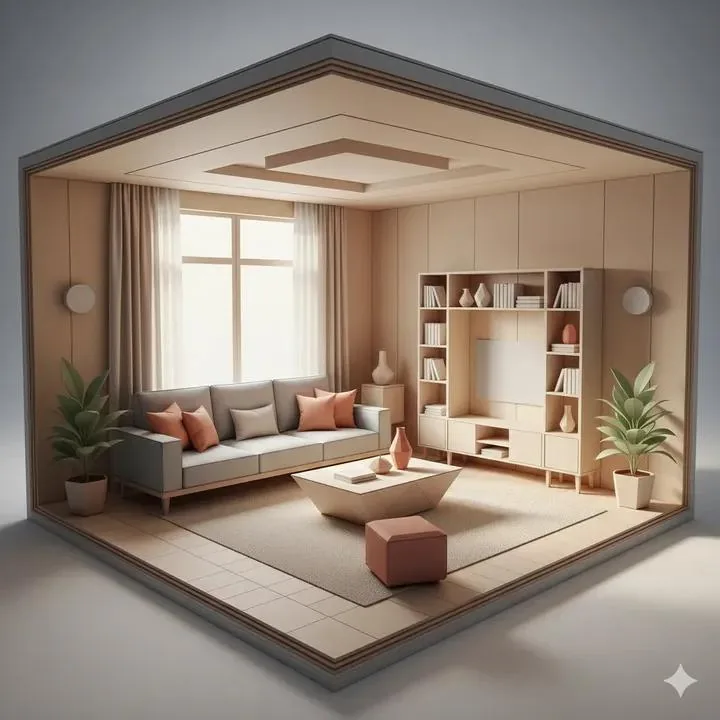 Origami Living Room Architecture Concept reference