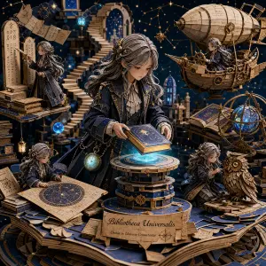 3D Papercraft Cosmic Library Diorama