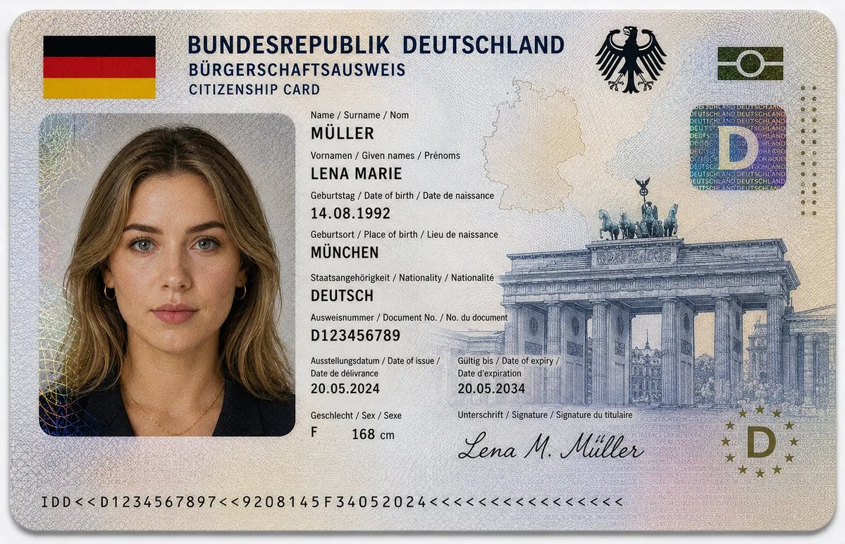 German Citizenship Identity Card Mockup reference