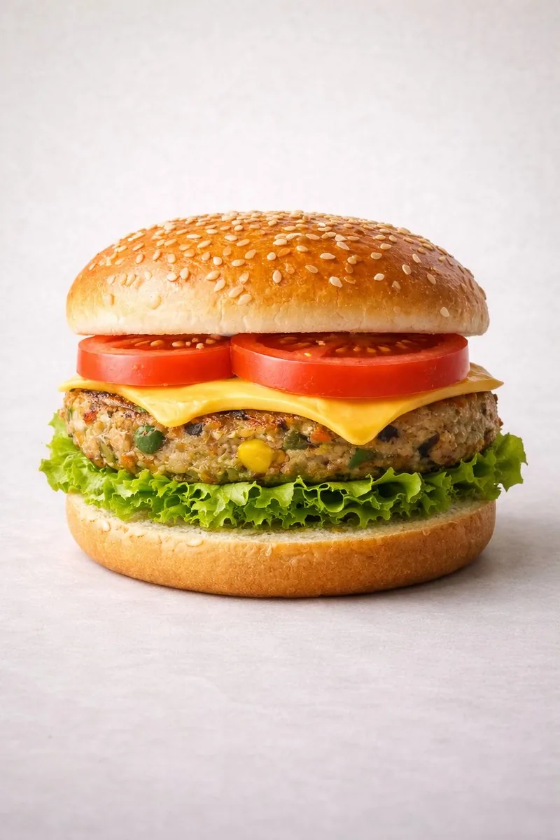 Ultra-realistic Commercial Veg Burger Photography and Exploded View - Nano Banana Pro AI Prompt for Infographic / Edu Visual reference