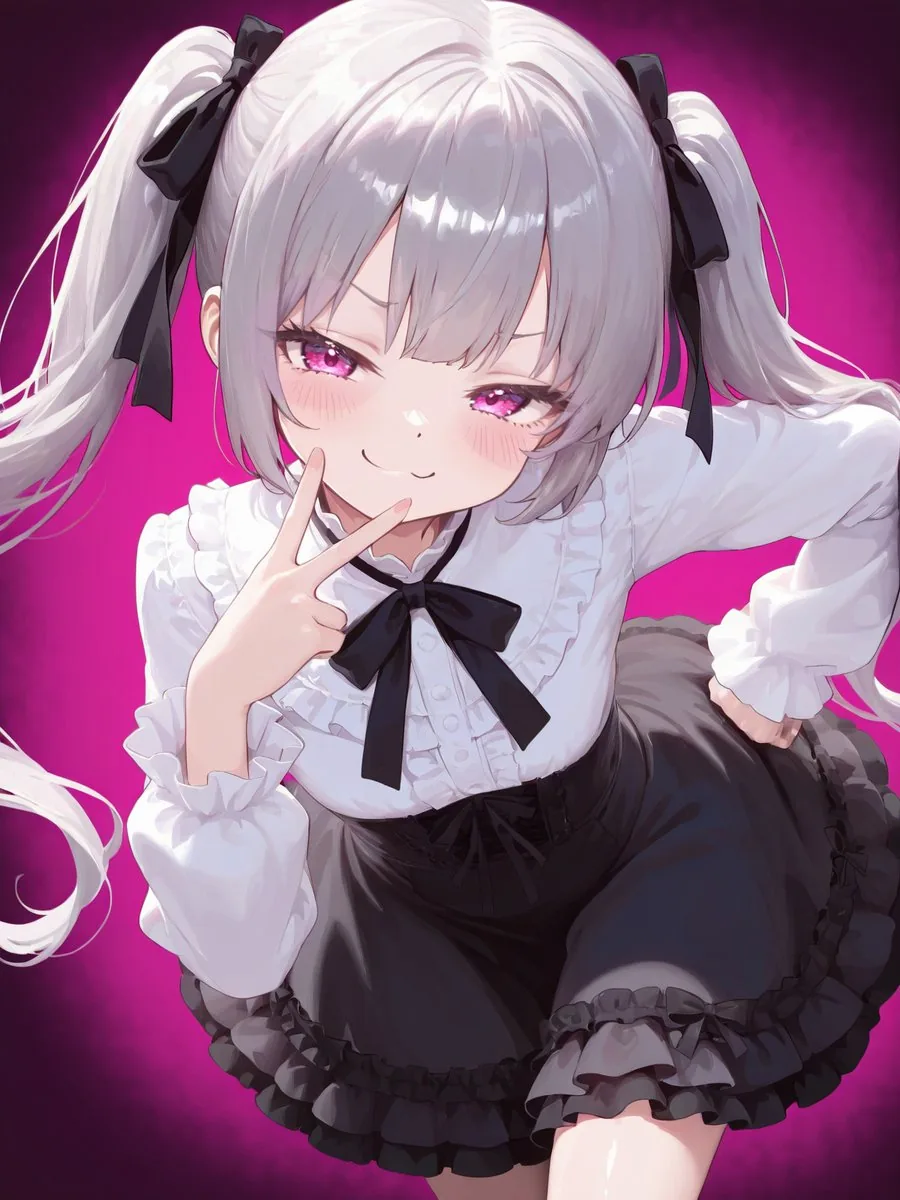 Anime Girl Smug Peace Sign Portrait reference