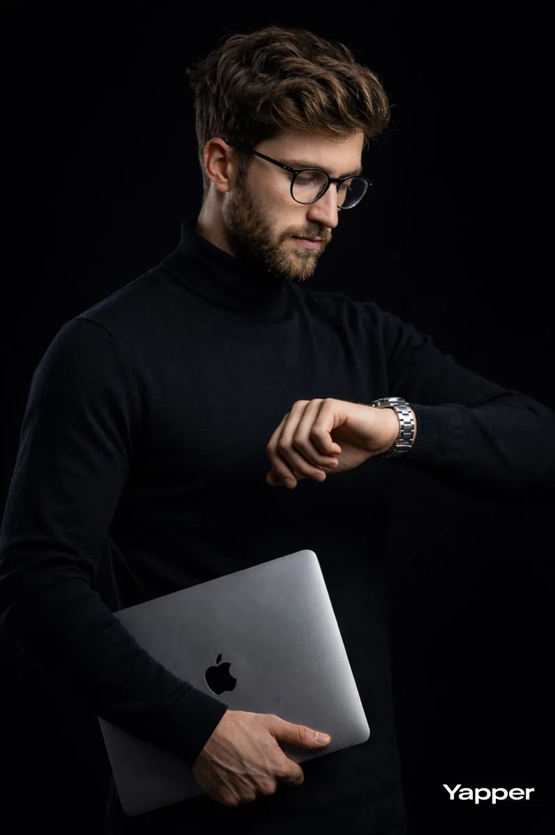 Cinematic Studio Portrait of Man with Watch reference