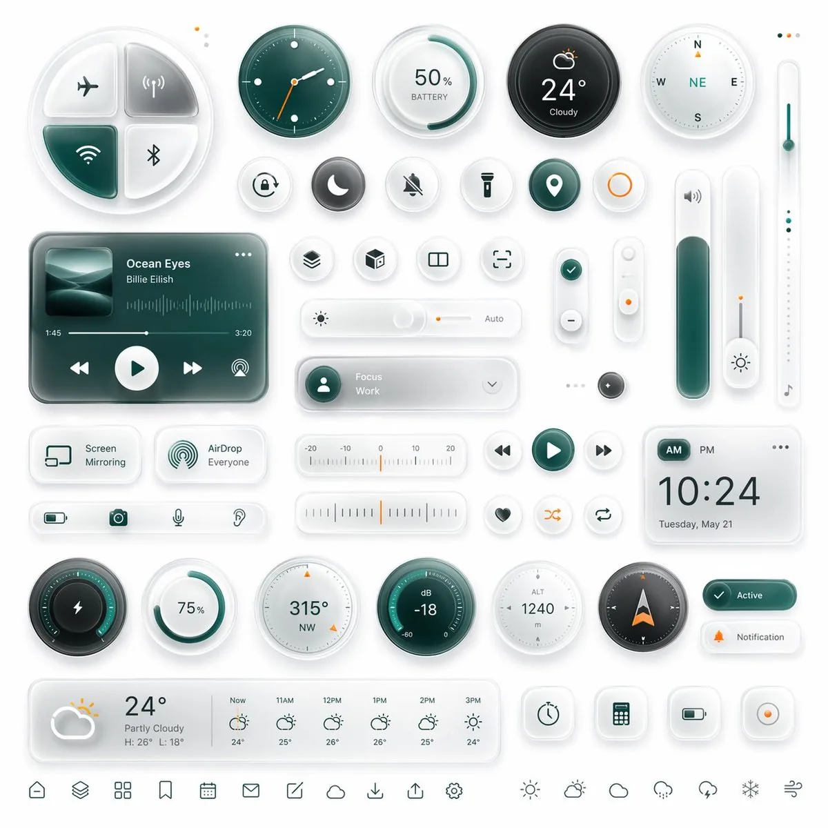 Glassmorphism Smart UI Kit reference