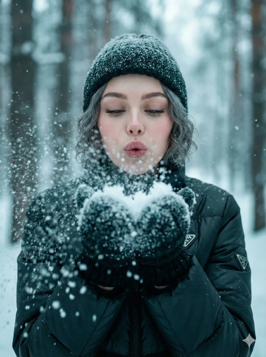 Ultra-Realistic Winter Snow Blowing Portrait Prompt - Nano Banana Pro AI Prompt for Profile / Avatar reference