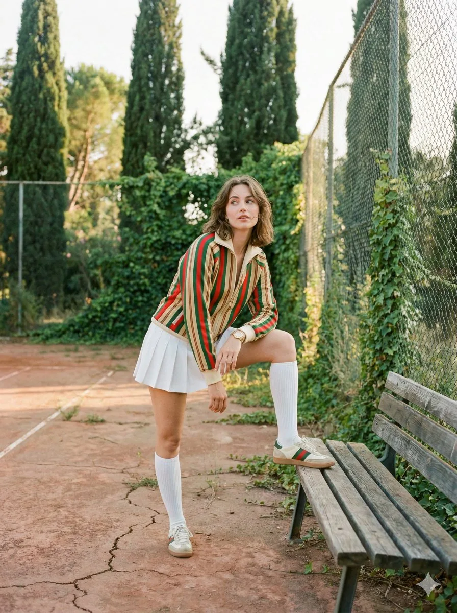 Vintage Tennis Editorial Shot Prompt reference