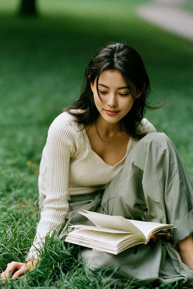 Candid Park Reading Portrait reference