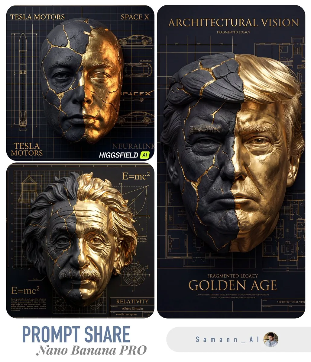 Kintsugi-Inspired Architectural 3D Portrait reference