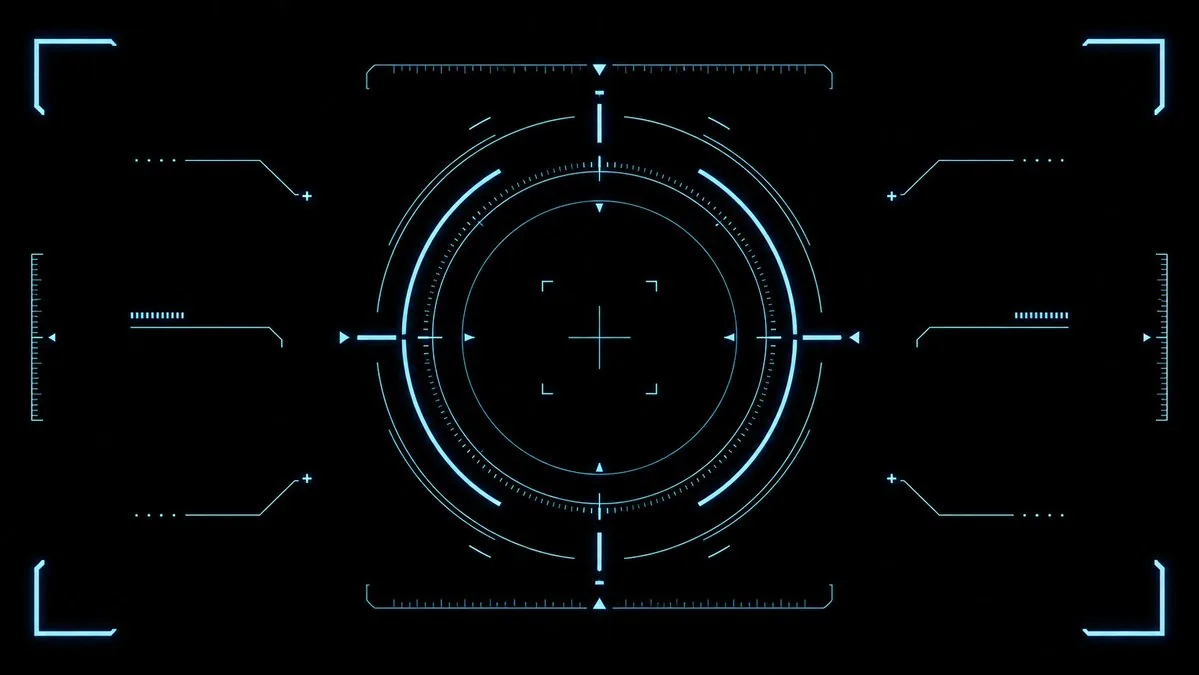 Cyan Sci-Fi HUD Reticle Overlay reference