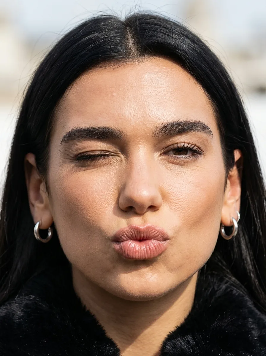Macro Portrait with Wink and Pucker - Nano Banana Pro AI Prompt for Social Media Post reference