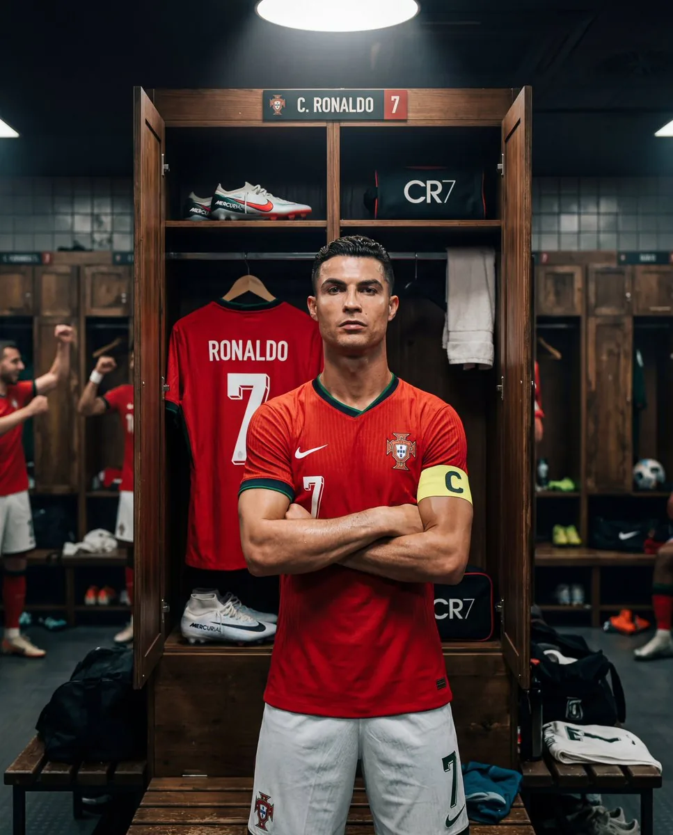 Cinematic Cristiano Ronaldo Locker Room Portrait reference