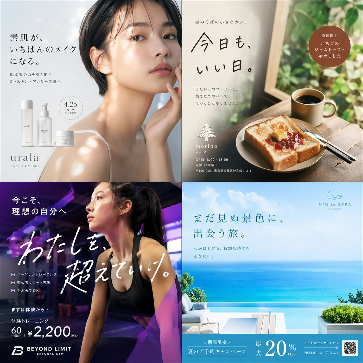 4-Panel Japanese Ad Banner Grid reference