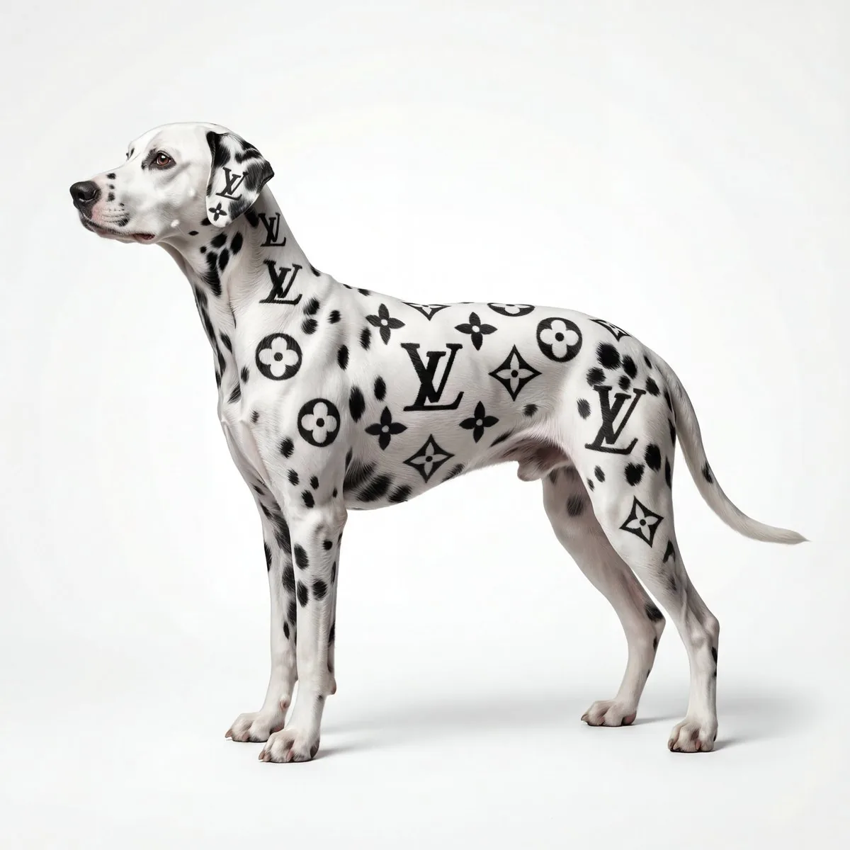 Museum-Quality Animal Portrait with Integrated Luxury Brand Pattern - Nano Banana Pro AI Prompt for Product Marketing reference