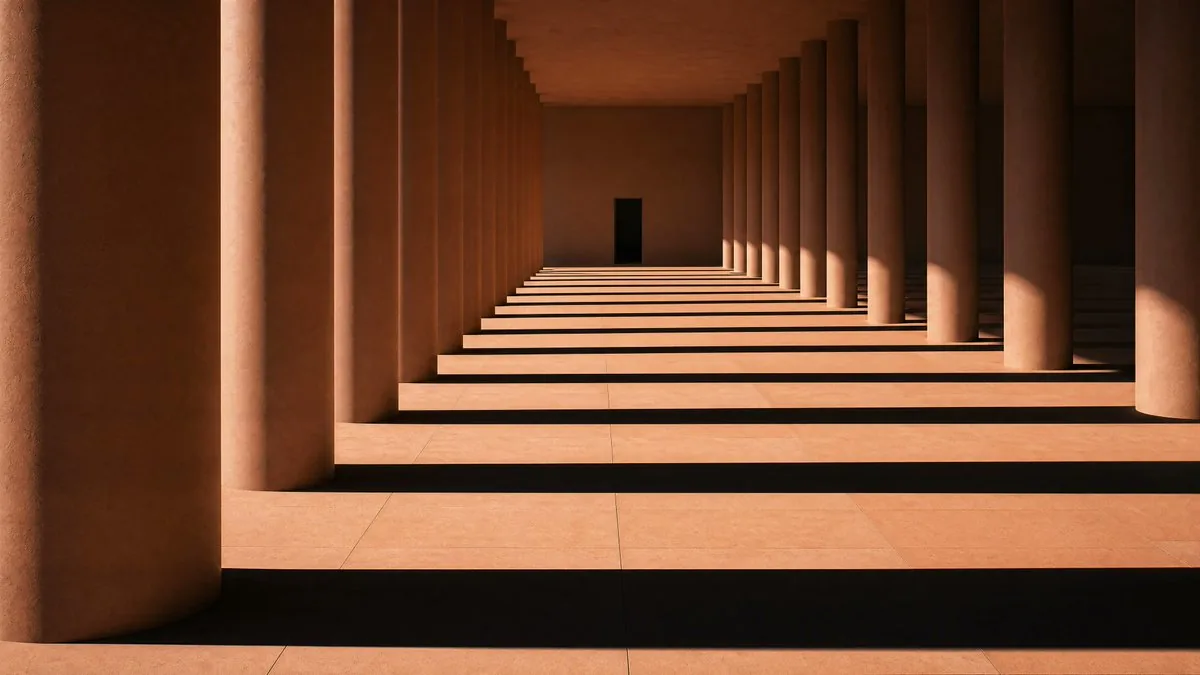 Sunlit Terracotta Colonnade reference
